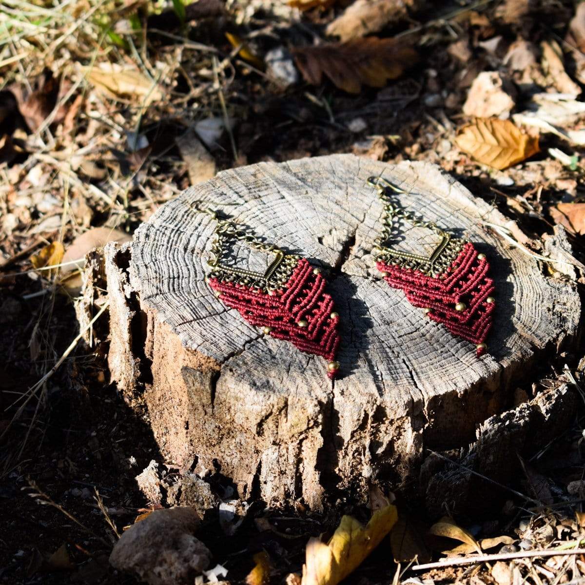 Macrame earrings Armenistis Burgundy Earrings