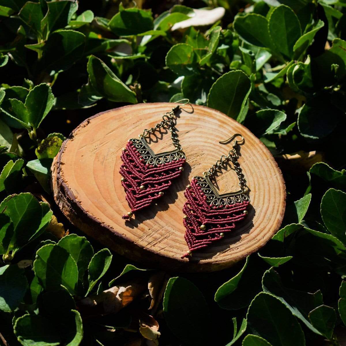Macrame earrings Armenistis Burgundy Earrings