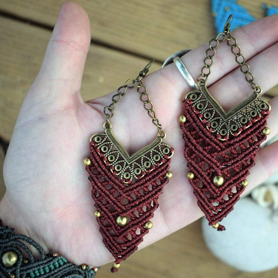 Macrame earrings Armenistis Burgundy Earrings