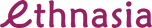 Pink 'Ethnasia' logo on a black background